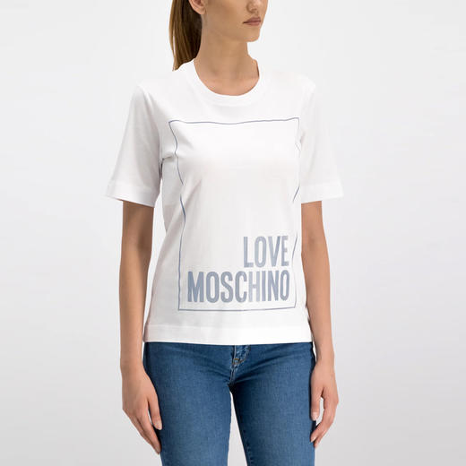 LOVE MOSCHINO 莫斯奇诺 字母logo 女士短袖T恤 白色 W4F1 51LM 3517 A00 商品图1
