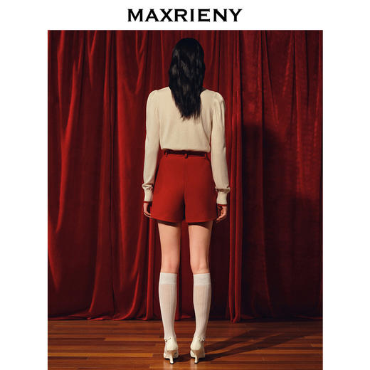【商场同款】MAXRIENY复古箱型羊毛混纺裤裙2023冬季新款短裤女(货号:MC88PA801) 商品图3