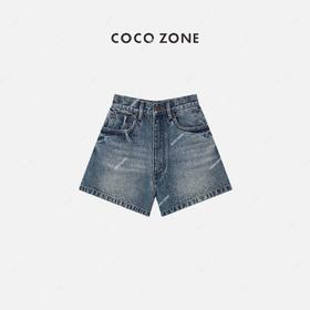 COCO ZONE 气质复古显瘦时尚水洗牛仔短裤 23C18484
