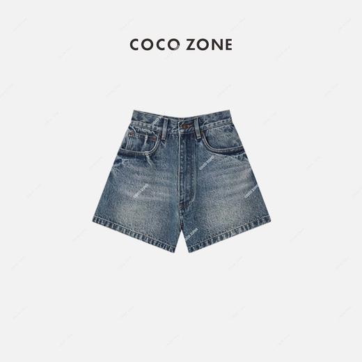 COCO ZONE 气质复古显瘦时尚水洗牛仔短裤 23C18484 商品图0