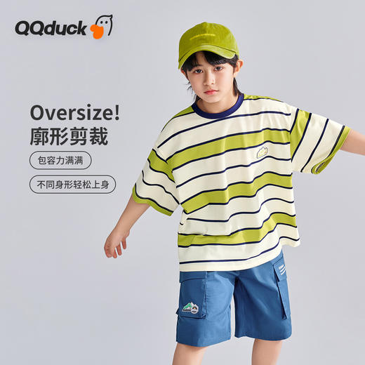 【120-165】【可可鸭】儿童条纹T恤男童透气短袖上衣 商品图4