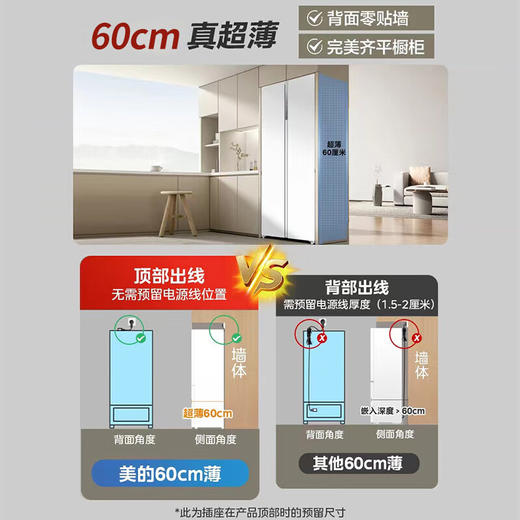美的（Midea）456升电冰箱60CM超薄零嵌入式厘米薄系列双开门对开一级能效变频风冷无霜家用净味大容量下风口散热 商品图2