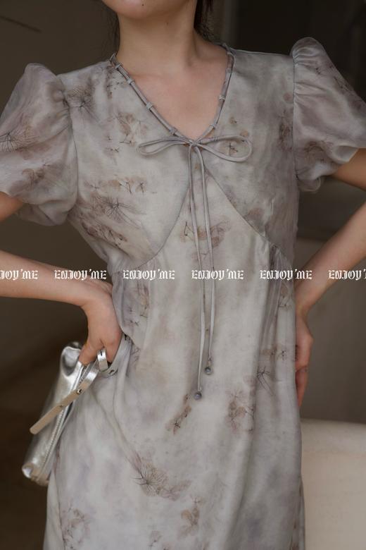【门店同款】ENJOY夏季水墨V领系带连衣裙 157303667 商品图2