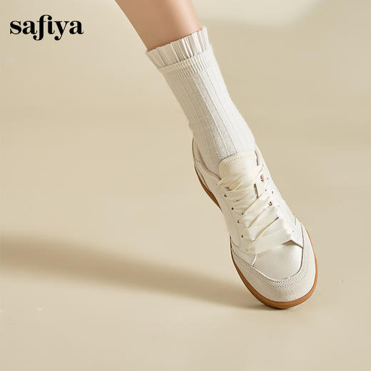 Safiya/索菲娅2024新款中式国风刺绣缎面软底休闲百搭德训鞋 SF43112402 商品图4