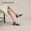 千百度粗中跟时装凉鞋女夏季时尚一字带绝美羊皮通勤凉鞋A24381110 商品缩略图4