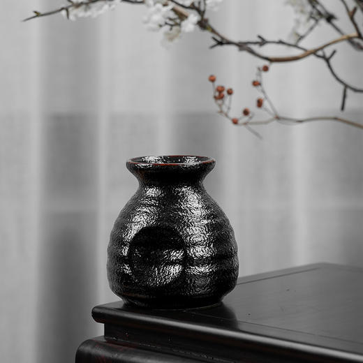 【特价】罗纹天目小花插酒器陶瓷酒瓶小酒壶复古酒具分酒器酒杯花器 商品图0