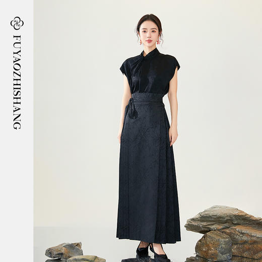 IWY/扶摇系列 夏季醋酸缎面绣花折领衬衫FYB318+FYS316 商品图3