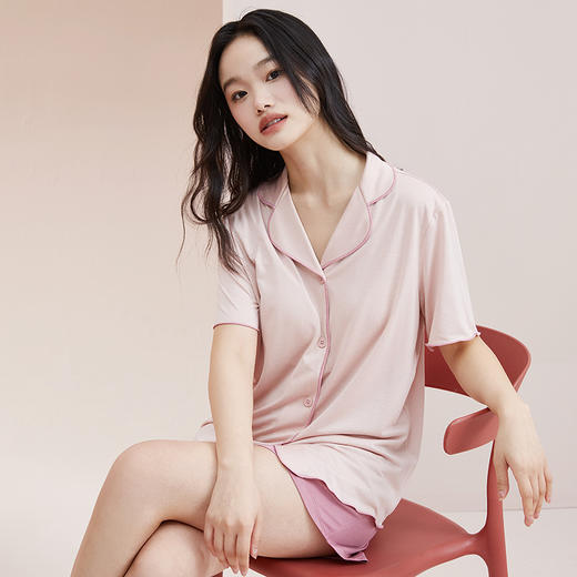 【触棉】外穿女bra基础T恤裙 A68860+撞线西装领家居服 A68271461 商品图7