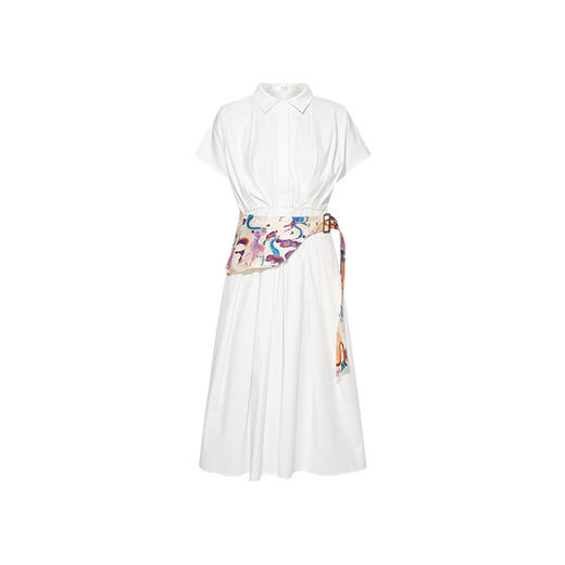 两三事隐于欢愉2024夏季新款简约印花腰封系带衬衫裙a字连衣裙 商品图4