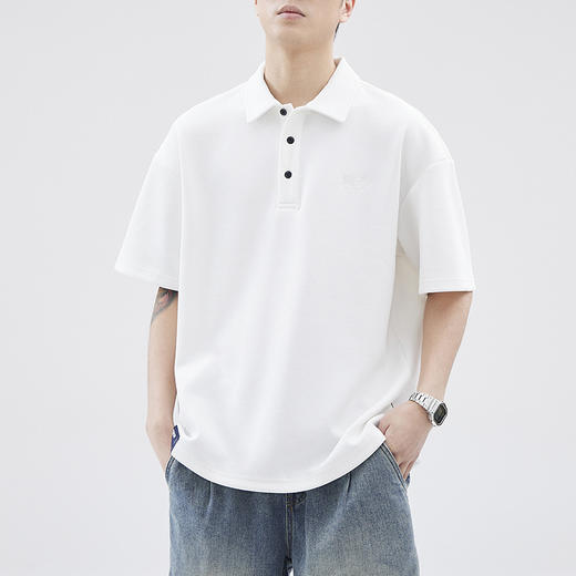 重磅Polo衫男生日系潮牌夏季宽松半袖简约男生咖啡色短袖翻领   AY-az8502【Z8502】 商品图1