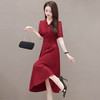 时尚气质，潮流纯色中长款连衣裙QYM-LRX-1712438-Y 商品缩略图1