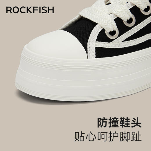 Rockfish 755防泼水百搭轻便休闲低帮增高圆头厚底松糕帆布鞋 商品图7