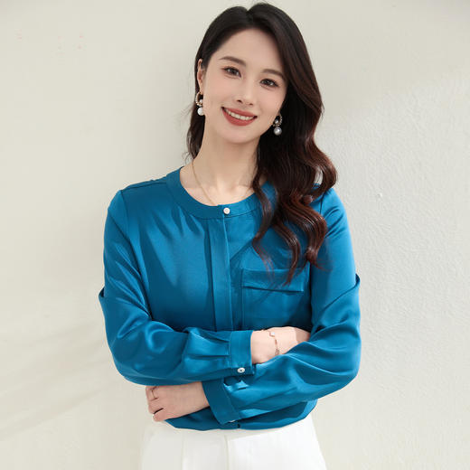 【干练简约】罗蒙女士长袖衬衫圆领舒适时尚百搭日常通勤衬衫女 商品图2