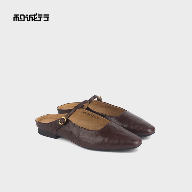 和诚行 2024夏季新款英伦复古半包拖鞋穆勒鞋女外穿凉拖鞋0400234