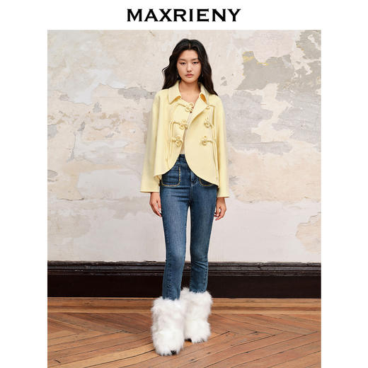 【商场同款】MAXRIENY新中式羊毛双面呢外套秋冬中式盘扣高级气质(货号:MC88JA548) 商品图1