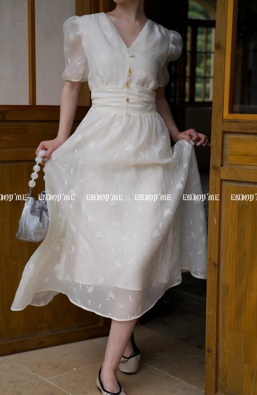 【门店同款】ENJOY夏季法式V领收腰连衣裙 157303510 商品图2