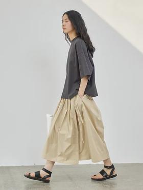 步履不停/4A41090C/通勤休闲A字百褶裙半身裙