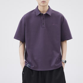 重磅Polo衫男生日系潮牌夏季宽松半袖简约男生咖啡色短袖翻领   AY-az8502【Z8502】