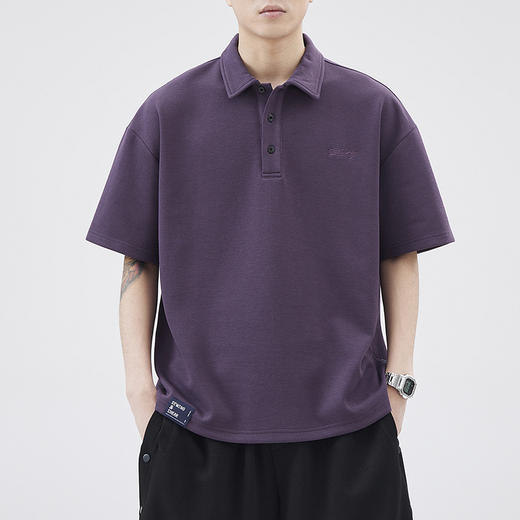 重磅Polo衫男生日系潮牌夏季宽松半袖简约男生咖啡色短袖翻领   AY-az8502【Z8502】 商品图0