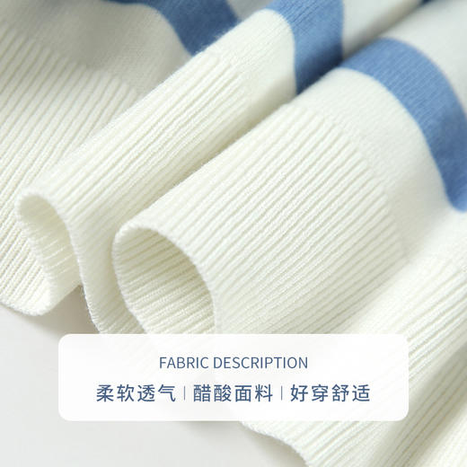 【商场同款】CNK4486 “ 醋酸清凉衫  ” 蓝白条纹清爽减龄显白 连袖的T型宽松版型修饰身材包容显瘦，棉+醋酸材质清爽透气软垂舒适 商品图6