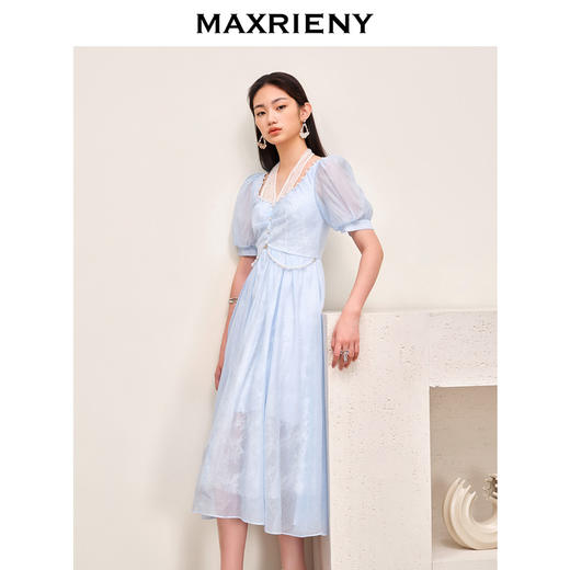 【商场同款】MAXRIENY欧式浪漫公主裙泡泡袖裙法式复古雪纺连衣裙(货号:MC88DR376) 商品图2