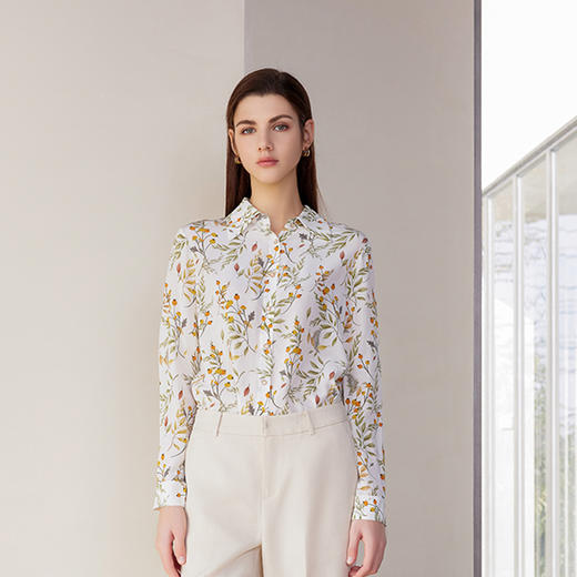 【印花衬衫】女装2024夏季新款印花衬衫清新小碎花上衣 商品图0