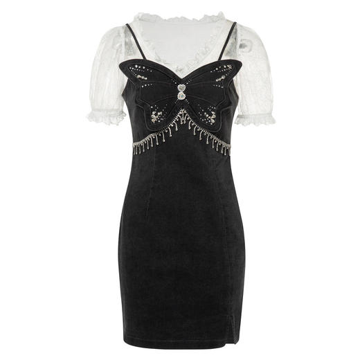 蝴蝶仙紫系列2.0MAXRIENY森系精灵蕾丝牛仔连衣裙 商品图2