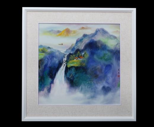 瓷板色釉泼彩《云净山青》瓷板画 商品图0