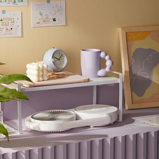 【风扇小夜灯香薰】七彩叮当（QICAIDINGDANG） 壁挂风扇桌面小风扇挂墙小型可折叠插电充电式户外带遥控小夜灯新款YY 白色 商品图6