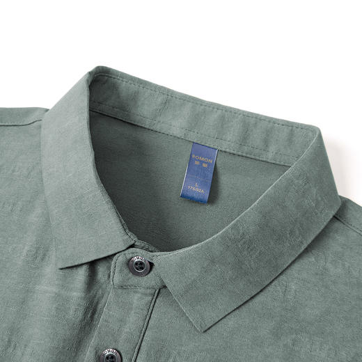 【雪花棉】罗蒙男士暗提花仿棉翻领t恤男士商务通勤透气polo衫短袖男 商品图4