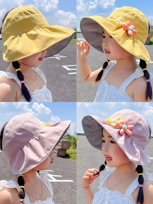 TZF-儿童遮阳帽夏季女童大檐空顶太阳帽可折叠男宝遮阳帽 商品图2