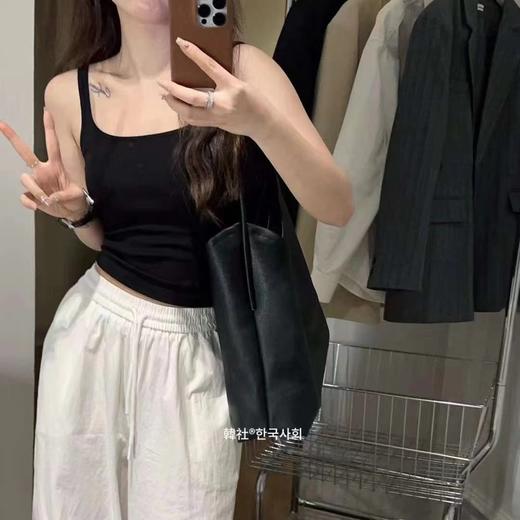 【瑜伽生活家】「数色可选！一体杯背心」春夏新款韩社螺纹小方领一体杯背心 修身内搭外穿遮副乳吊带女上衣内衣 商品图2