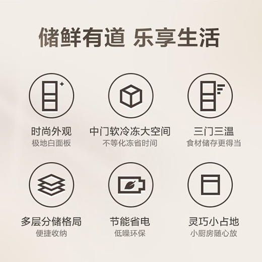 美的（Midea）冰箱三门家用小冰箱宿舍租房节能低音三开门超薄迷你电冰箱MR-223TE 极地白 商品图2