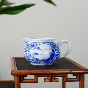 和治山水茶海青花陶瓷公道杯带把分茶器家用功夫茶具茶器