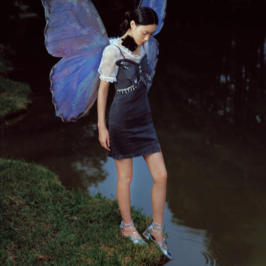 蝴蝶仙紫系列2.0MAXRIENY森系精灵蕾丝牛仔连衣裙 商品图4