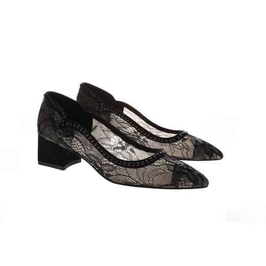 sheme 优雅蕾丝粗跟单鞋 商品图5