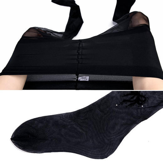 THE LEG BAR系列 日本进口 脚踝蝴蝶结点缀 春夏薄款女连裤袜花袜FP90800 商品图1