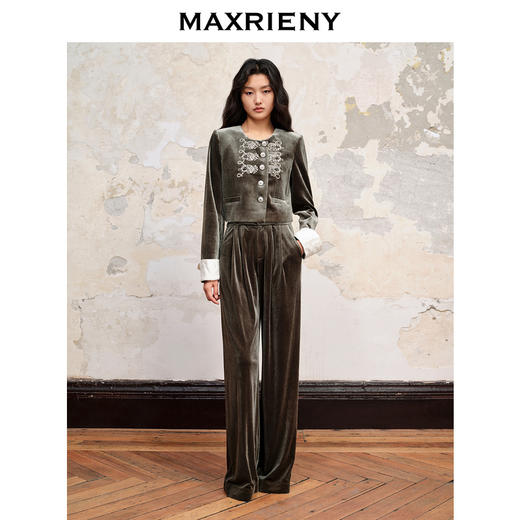 【商场同款】MAXRIENY宋锦国风外套新中式老钱风丝绒上衣秋冬新款(货号:MC88JA539) 商品图1