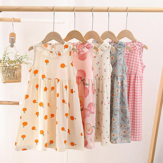 【洋气碎花 公主长裙！】缤纷夏目，洒满花海，可爱娃娃领，甜美如蜜。包边袖口设计，健康无异味，舒适面料轻柔细腻。新款夏季女童连衣裙，公主范十足，中小童中大童均适宜！ 商品图2