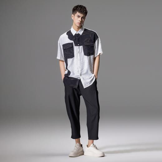 PINLI品立2024夏季新款男士人字纹九分裤潮牌纯色百搭直筒休闲裤B242117059 商品图5