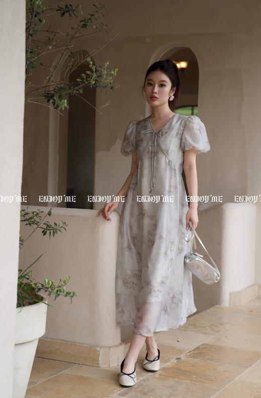 【门店同款】ENJOY夏季水墨V领系带连衣裙 157303667 商品图4