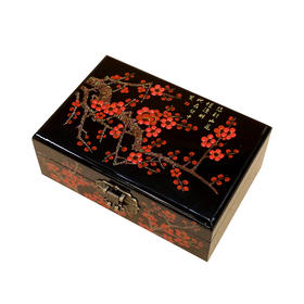 【经典】山西平遥非遗推光漆器手工彩绘首饰盒（21cm*14cm*7.5cm） 传统手工 漆器制作