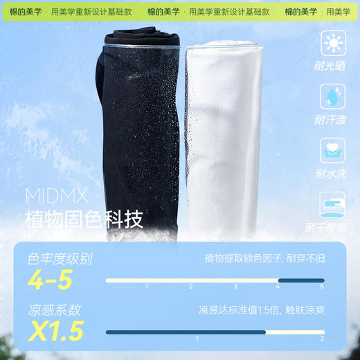 「棉的美学」凉感冰纱防晒抗皱短袖背心夏季抗菌防污透气舒适上衣 商品图3