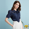 EITIE爱特爱夏季新款复古系带蝴蝶结通勤泡泡袖衫上衣B2413308 商品缩略图2