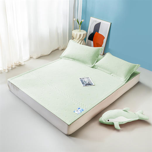 【品牌直发】【A级母婴级面料，盖在身上的小空调！】A类冰豆豆夏季冰丝凉席三件套高端冰丝席，懒人福音可机洗水洗学生宿舍席子，带来夏日舒适睡眠-QQ 商品图6