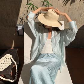 【趋梦】DT ETOLIE  法式麻感天丝衬衫女  2024夏季薄款衬衣高级感抗皱防晒衣上衣外套