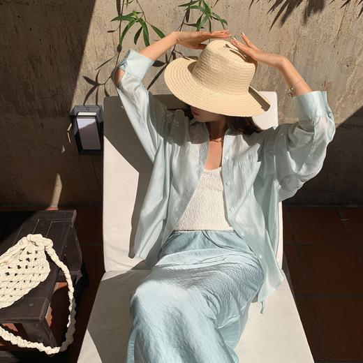 【趋梦】DT ETOLIE  法式麻感天丝衬衫女  2024夏季薄款衬衣高级感抗皱防晒衣上衣外套 商品图0