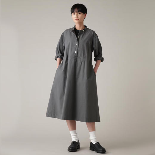 MHL WASHED COTTON POPLIN 女装水洗棉立领长袖工装连衣裙 商品图0