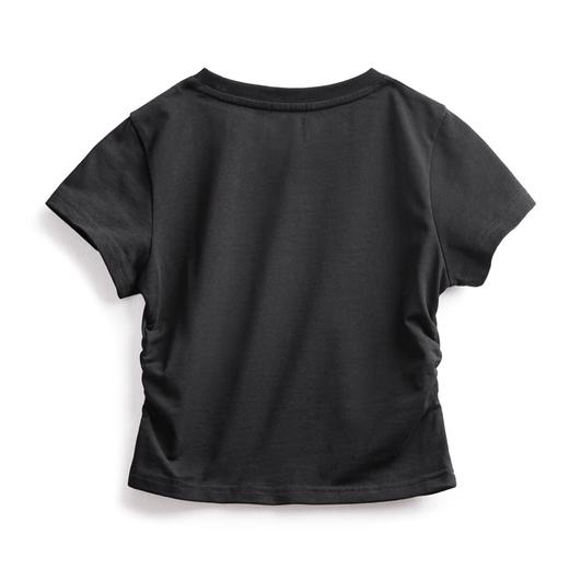 马登抽褶收腰短袖短款正肩T恤大基础款露腰显瘦打底衫通勤上衣女 商品图8