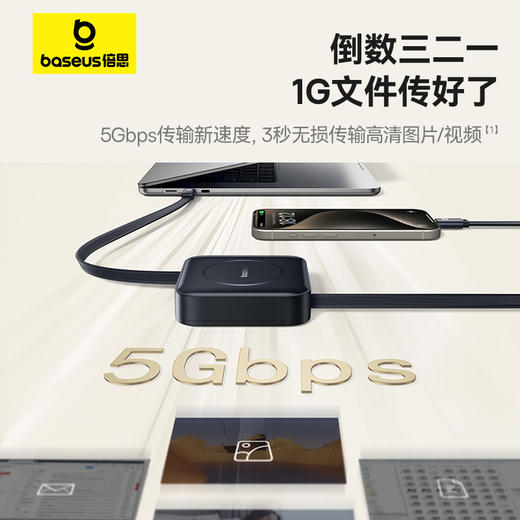 【倍思质选版 】倍思 NOMOS 伸缩数据线 Type-C to Type-C 100W  5Gbps传输速度 商品图1